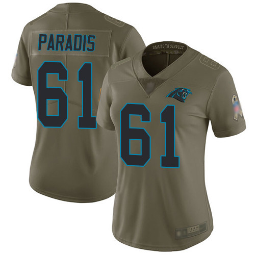 Carolina Panthers Limited Olive Women Matt Paradis Jersey NFL Football #61 2017 Salute to Service->women nfl jersey->Women Jersey